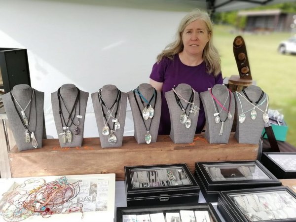 Harvest of Artists a Huge Success Gwendlyn Goulet at Harvest of Artists with her artisan jewellery.